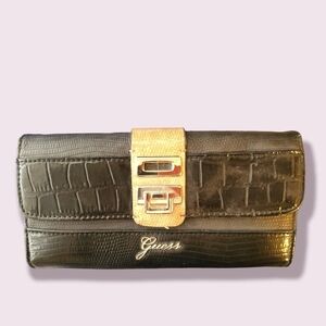 Guess Wallet Black & Beige Large Continental Wallet
